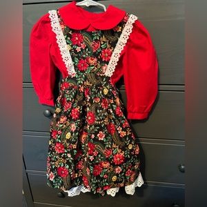 Floral Red and Black Girls Dress